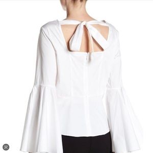 Nanette Lepore | Romantic Bell Sleeve Peplum Top | Coquette Tie Back | S